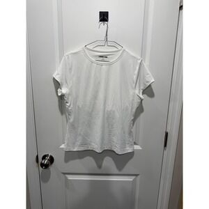 Lands End Womens T-Shirt Built-in Shelf Bra White Size M 10-12